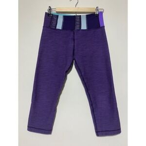 Lululemon Women's Size 6 Dense Purple Slub Denim Wunder Under Crop Leggings Wear